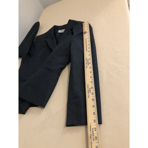 Le Suit Women Jacket 14P Mob Wife 3 Buttons Front Blue Office Siren Lined Lapel - Picture 9 of 10